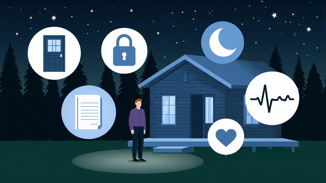 Символічна сцена охоронця на балконі дачі з елементами безпеки і тиші.