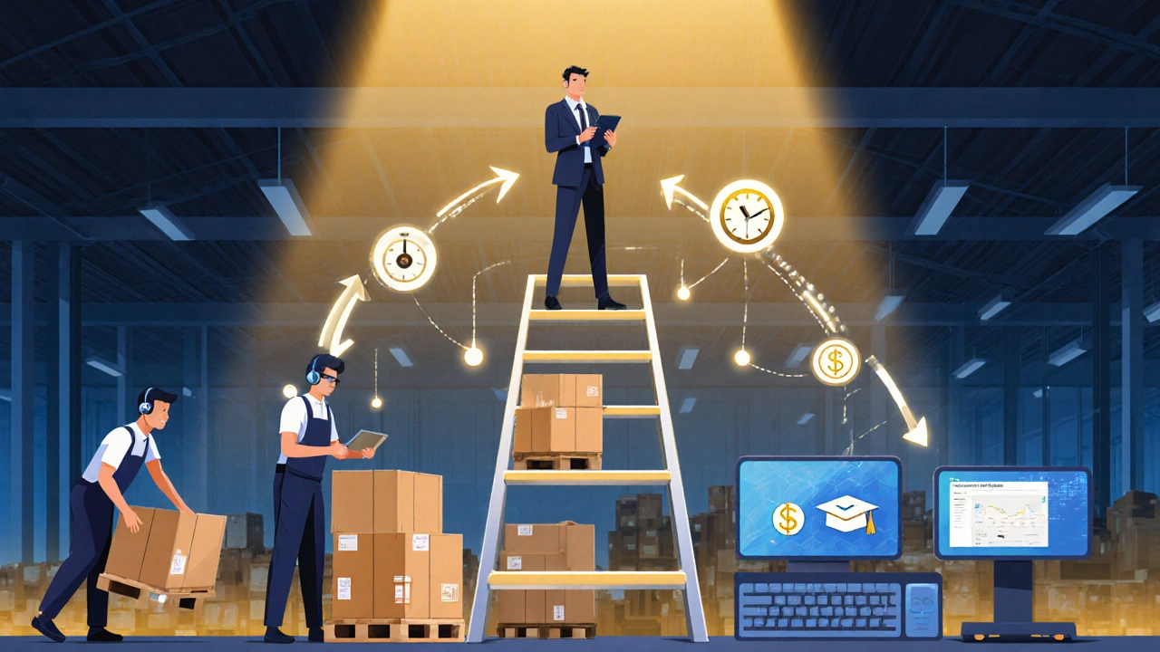 Діаграма кар&#039;єрного зростання на складі: від вантажника до диспетчера.