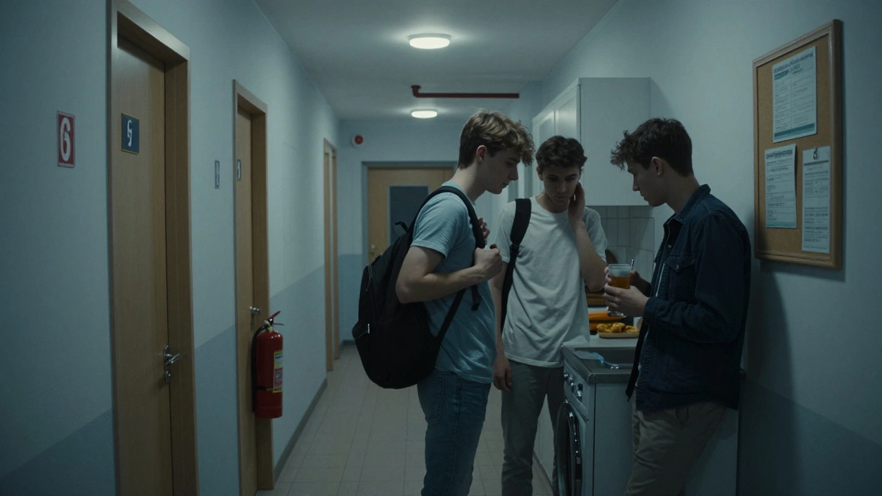 Дежурний м’яко нагадує студентам про тишу у коридорі гуртожитку вночі.