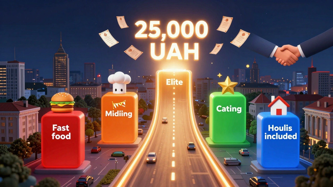 Концептуальна схема шляху повара в Києві від фастфуду до високої зарплати.