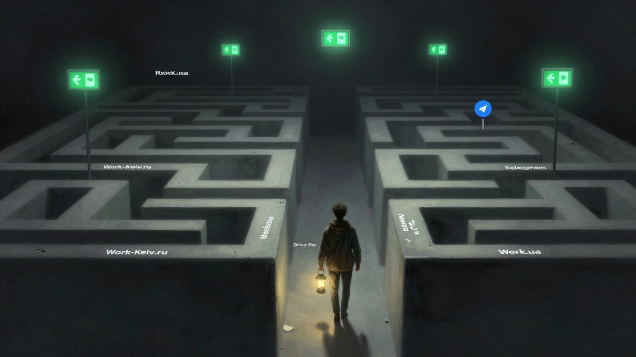 Людина йде шляхом до реальної роботи, уникнувши обманних вакансій.