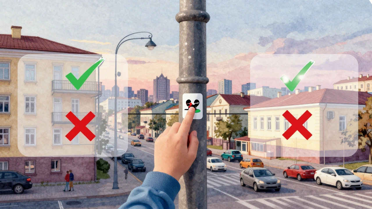 Схема безпечних і небезпечних місць для розклейки оголошень.