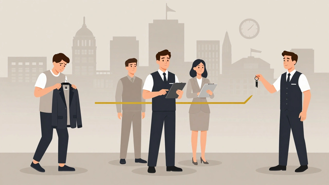 Візуальна історія росту гардеробника від новачка до керівника в Києві.